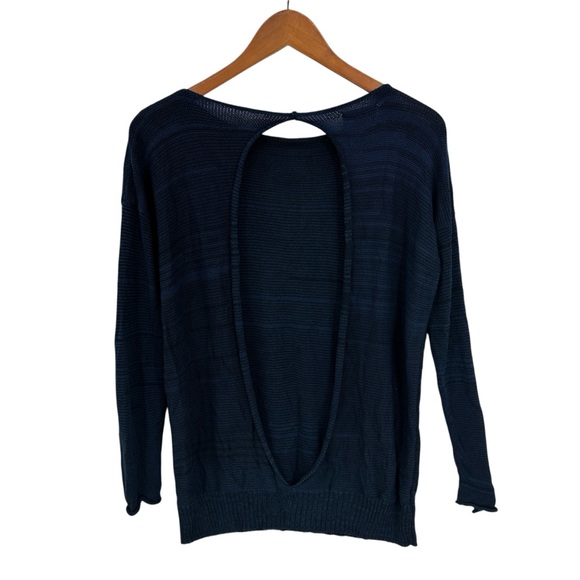 PICO VELA Sweater Bamboo Open Back Art Tunic Blue - Picture 2 of 7